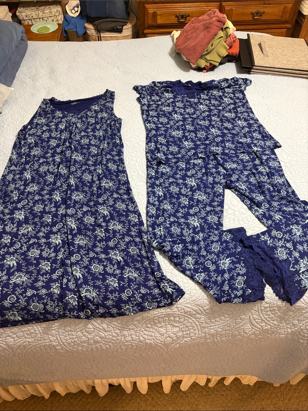 Adonna Navy Blue Floral Jumpsuit & Matching Romper Set
